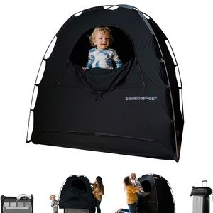 SlumberPod Portable Privacy Pod Blackout Canopy Crib Cover - Black